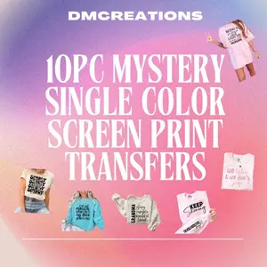 DMCREATIONS 10 Piece Single Color Screen Print Transfers - Assorted Designs for Creative Printing and Customization