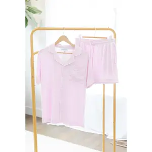 Scripture Pajama Shorts Set with Grace Embroidery in Light Lavendar with Video Devotion