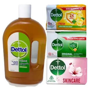Dettol Antiseptic Liquid 750 ml & Dettol Soap Bar 100g - Original Formula, Alcohol Free, Ideal for Soap Bar Needs