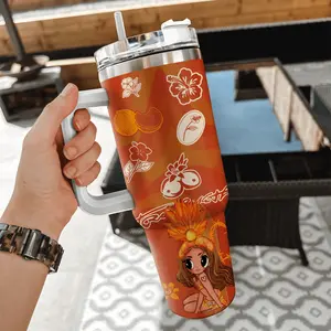 Orange Tumbler 40oz With Handle And Straw Gift For Fans, Summer Tour 2026 Tumbler