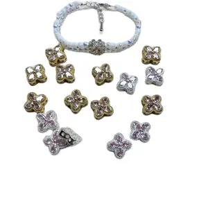 【D005】Fashion Copper Bracelet Spacer Beaded Loose Beads for Jewelry Making - DIY Fashion Accessories, Mobile Phone Chain, Handicraft Supplies Flip Diamond Clasp