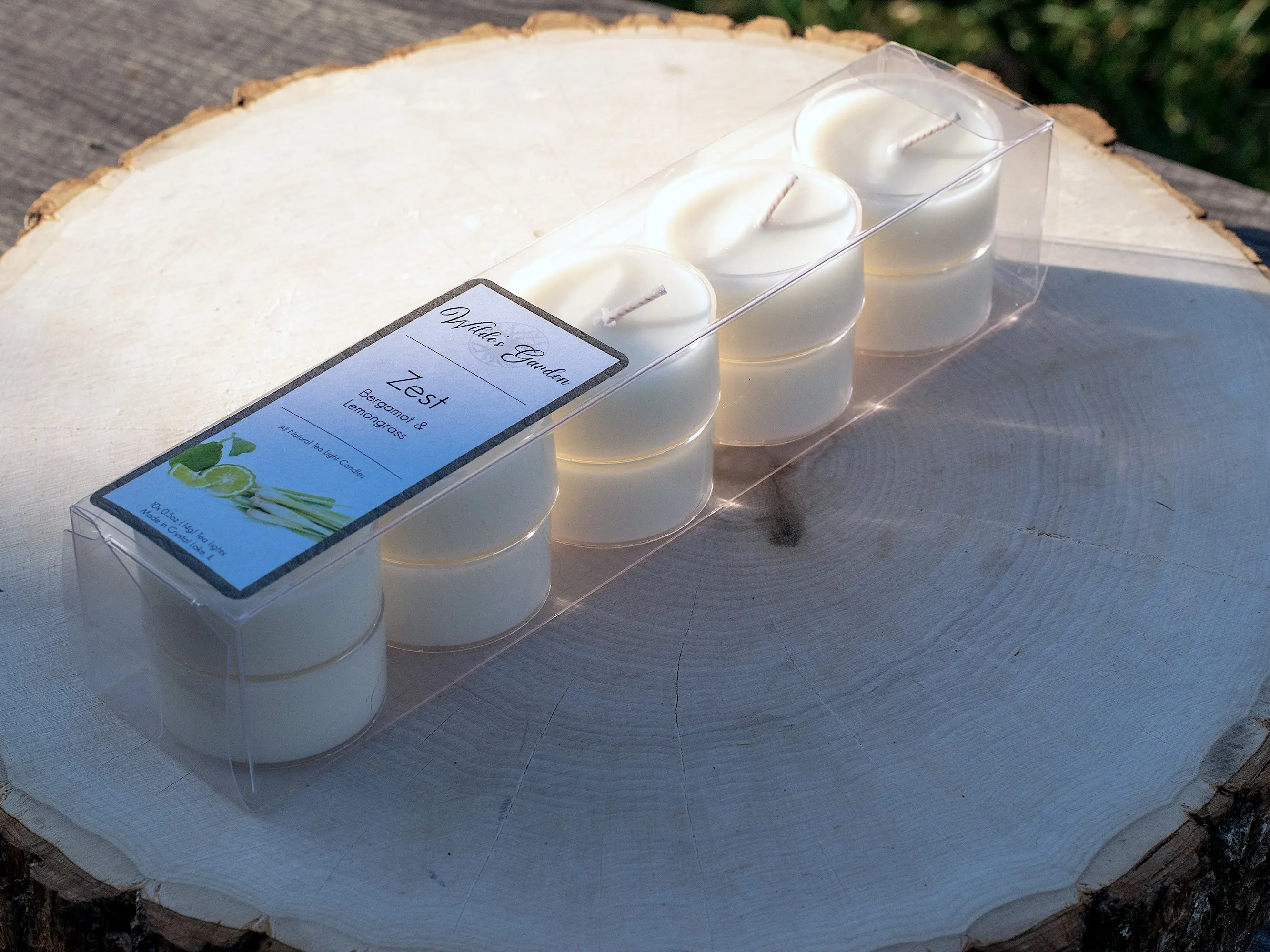 Zest | Tea Lights | Pack of 10 | Bergamot and Lemongrass Scented | Wilde's Garden
