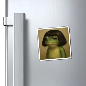 Frog Portrait Bob Haircut Magnet | Cute Animal Fridge Magnet