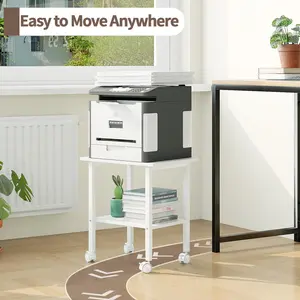 2-Tier Home Printer Stand with Removable Casters - Space-Saving, Multi-Scene Use