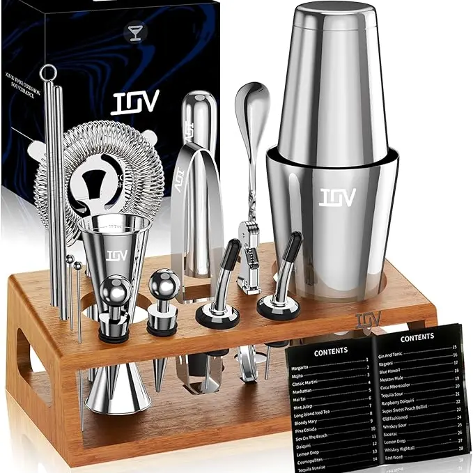 IOV 17-Piece Boston Cocktail Shaker Set | Ultimate Bar Tool Kit with 18oz & 28oz Shakers, Perfect for Home Bars, Lounges, and Professional Mixology #Summervibes