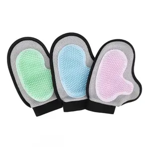 Pet Bath Grooming Gloves for Dogs Cats, Soft Massage Brush Mittens, Multifunctional Gentle Deshedding Cleaning Tool for Household Washing Daily Pet Care