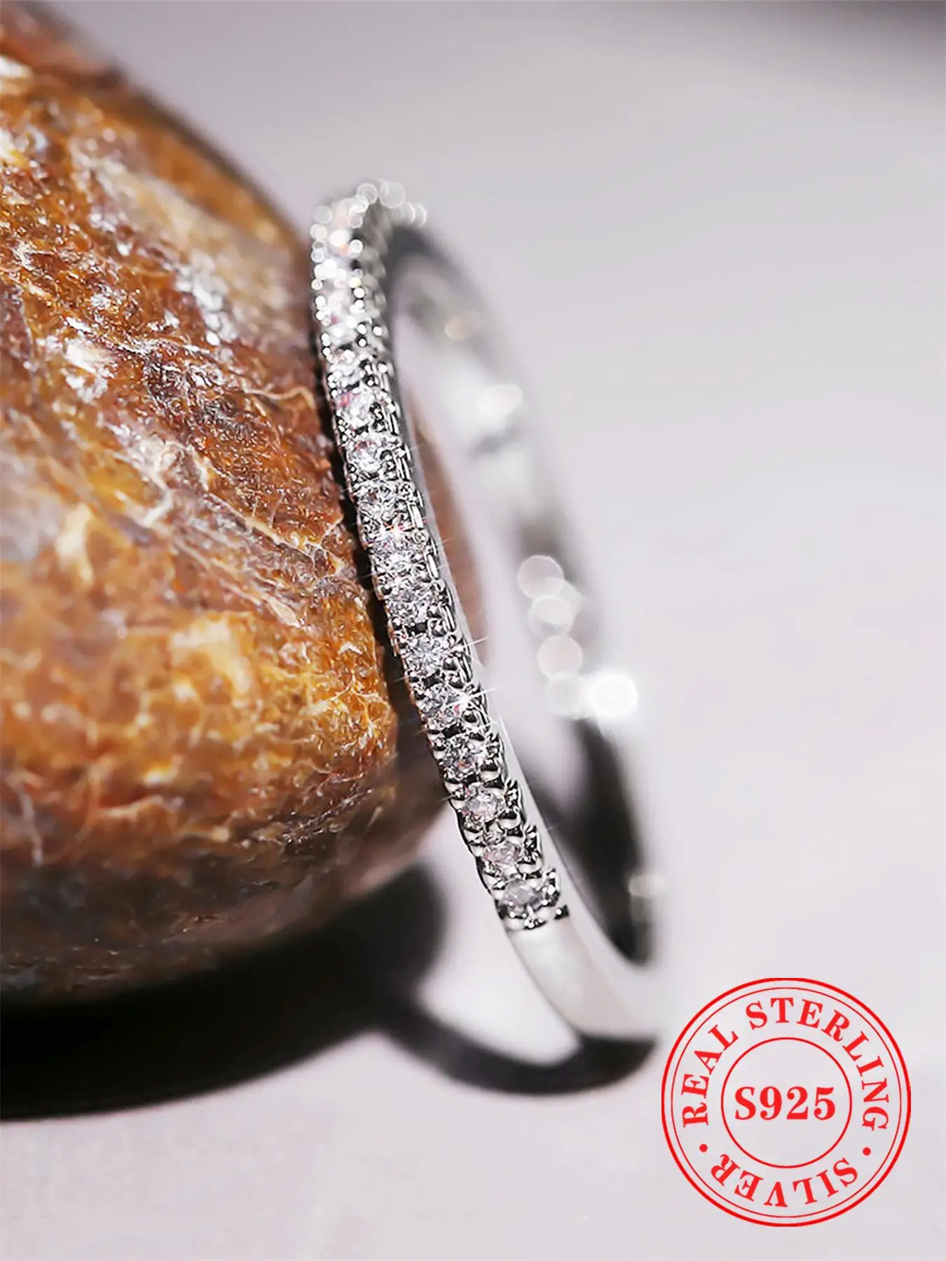 925 Sterling Silver Fashion Rhinestone Decorated Ring, Women's Wedding/anniversary/party Jewelry Gift, Trendy All-match & Exquisite Jewelry for Birthd