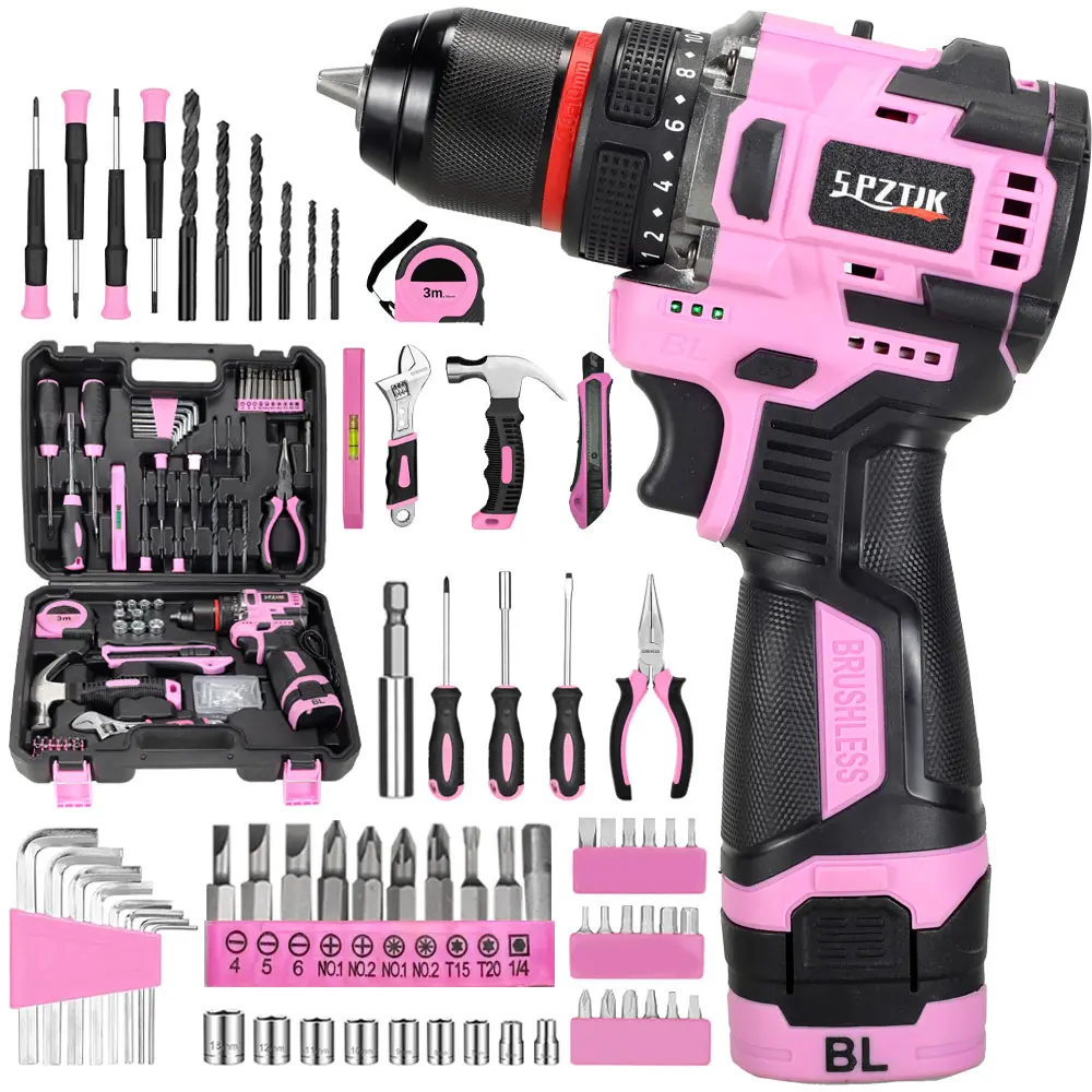 SPZTJK-Electric Drill Tool Set, Cordless Hammer Drill Tool Kit
