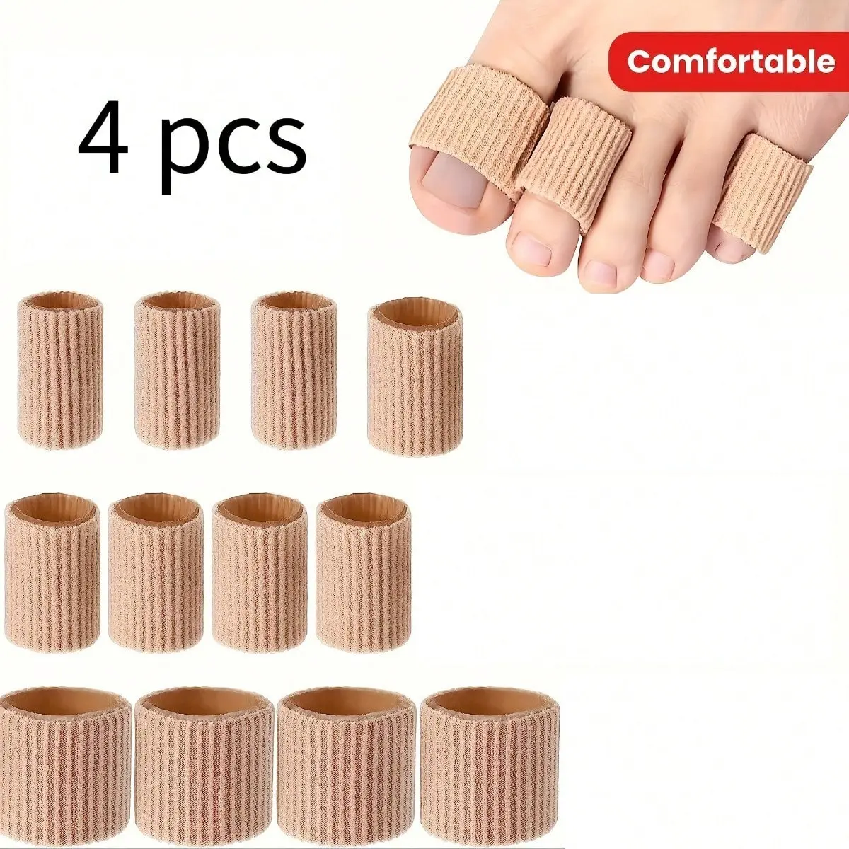 4pcs soft toe covers and finger protection tubes -3 sizes for reducing friction, relieving blisters, foot care, hand protection, etc