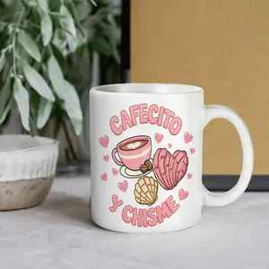 Girly Pink Coffee & Chisme Mug, 11oz Tea Mug, 15oz Coffee Mug, Cute Cup for Brunch and Bestie Talks