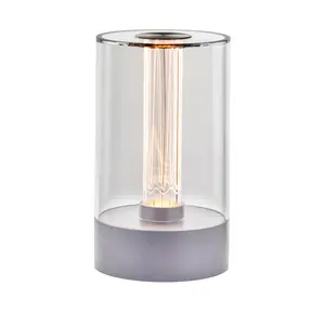 Festive Living Cordless Table Lamp – Rechargeable Touch Control Bedside Lamp, Dimmable Warm White LED Light with USB-C Charging, 1800mAh Battery, Modern Design, Etched Filament-Style Glow