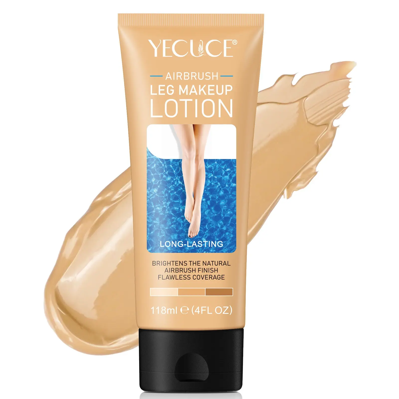 Yecuce Leg Makeup Liquid Longwear Foundation 118ML, Cosmetic Natural Brightening Radiant Even Skin Tone Airbrush Finish Flawless Coverage, Long Lasting Waterproof Non-Sticky, Lightweight