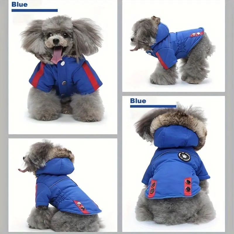 Pet hooded jacket, Fleece-lined stylish pet warming jacket, Winter Pet Jacket Dog Clothes, for Small and Medium Dogs & Cats, Winter Gift, Christmas Gift, Without Battery