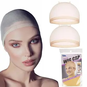 2 pieces Light Brown Stocking Wig Caps Stretchy Nylon Wig Caps for Wome  Ultra Thin Stocking Cap for Women, Breathable Wig Cap for Long Thick Hair, Wig Caps with Elastic Band Transparent