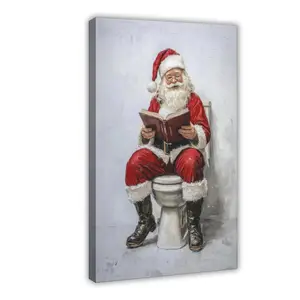 Funny Santa Bathroom Art, Humorous Christmas Printable, Santa Claus Reading Poster, Bathroom Christmas Art Decor