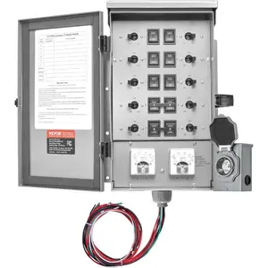VEVOR Manual Transfer, 30-Amp 10-Circuit, Prewired Generator Transfer Kit with NEMA L14-30P Power Inlet Box, Double-Throw, NEMA 3R, Mechanical Watt Meter, for 7500W GeneratorsVEVOR Super Brand Day