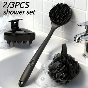 2/3pcs Bath Set: Silicone Bath Brush, Scalp Massager, and Bath Ball | Ultimate Bath Essential - Suitable for All Skin Types