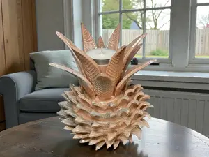 Candle Holder Mexican pottery, Pineapple decor, Mexican decoration, Pineapple sculpture, Glazed clay pineapple, Pottery from Michoacan