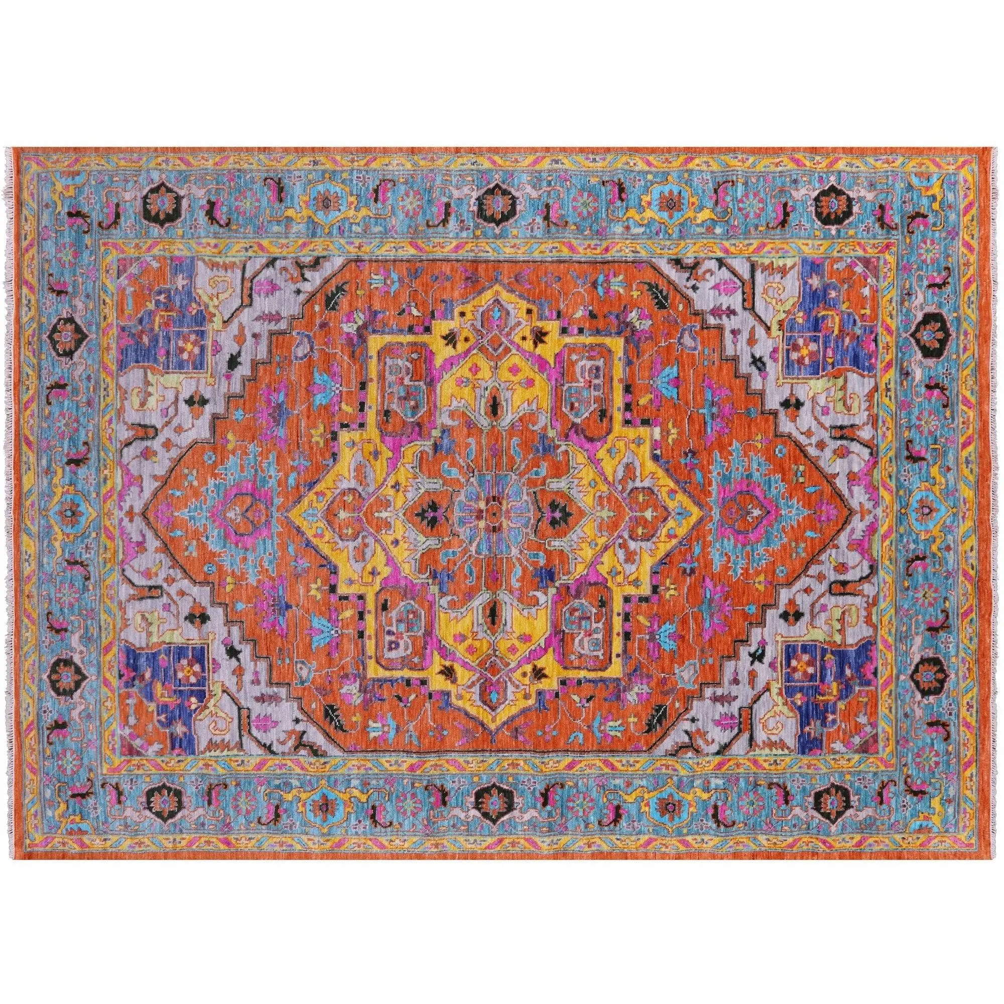 Orange 10' 2" X 14' 0" Persian Heriz Serapi Hand-Knotted Rug - Q22393