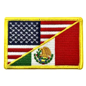 USA Flag Mexico Flag Patch [3.0 X 2.0 - Iron on Sew on- UM1]