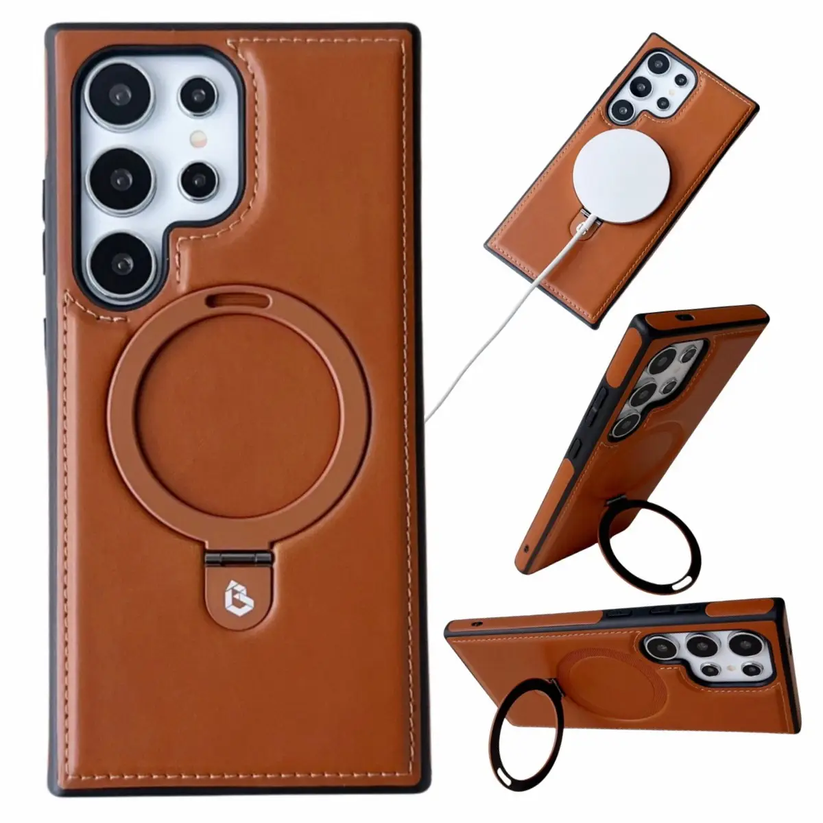 Business Leather Cellphone Case Suitable for S24/S23/S22 ultra / for iPhone 12/13/14/15 Pro max Mobile Phone Case with Built-in Stand Leather