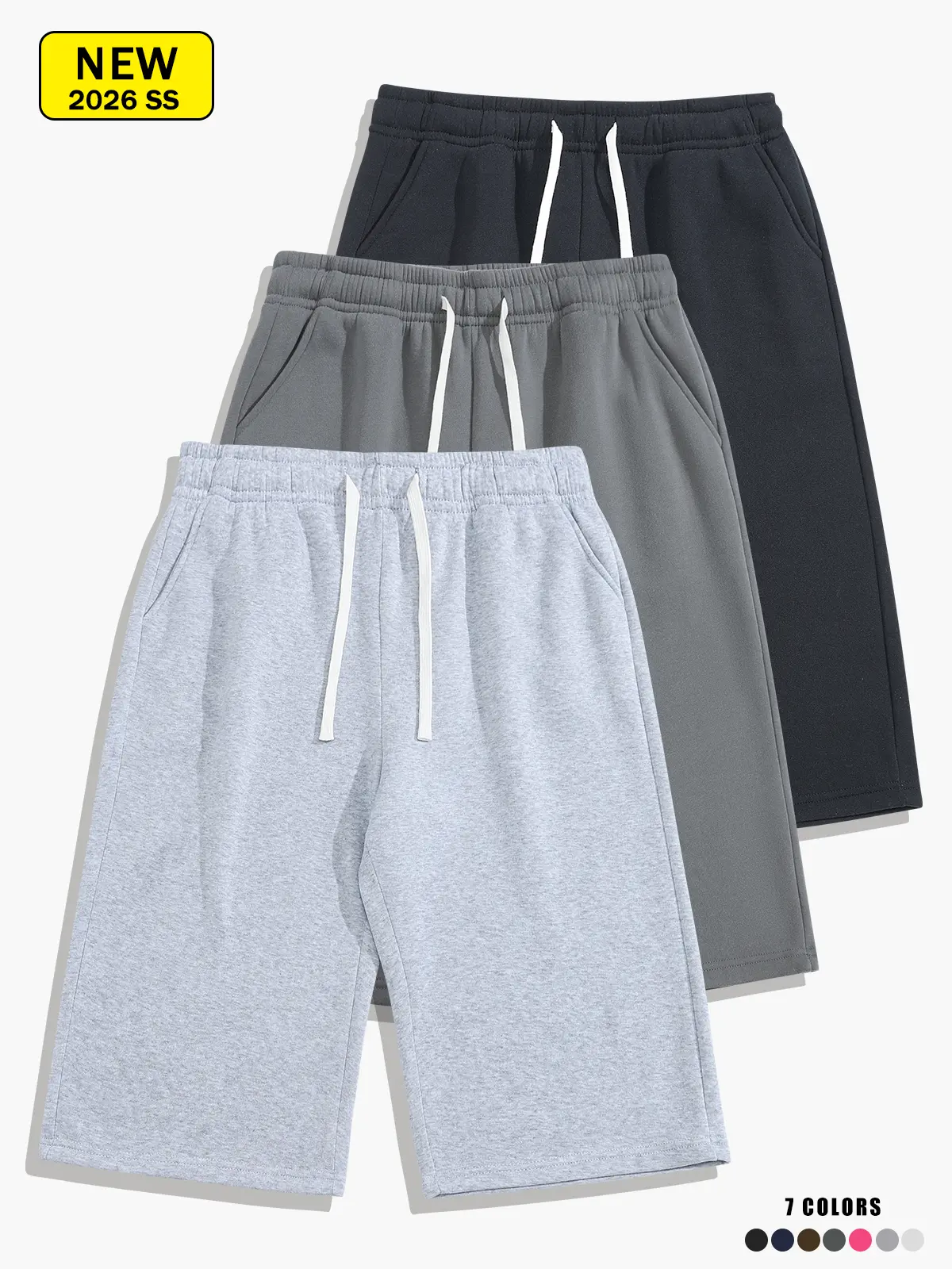 Men's summer casual athletic shorts, three-quarter length, loose straight fit, comfortable and breathable