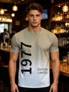 Men's Vintage 1977 Limited Edition T-Shirt, Gradient Pattern, Breathable Polyester, Casual Summer Wear