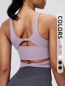 Women's Sports Bra with Back Twist Knot, Multi-Color Options, Workout Bra, Ideal for Daily Outdoors, Fitness, Yoga, Running, Tennis