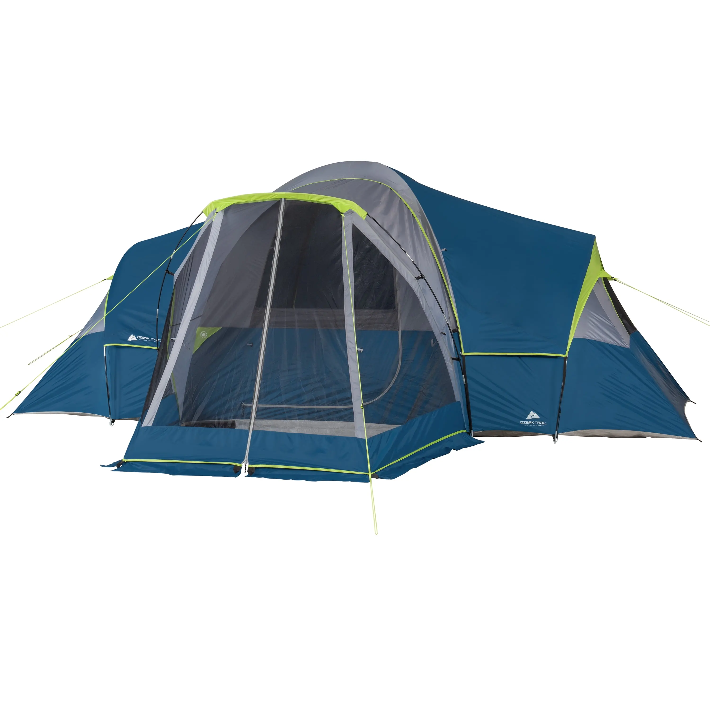 Ozark Trail 10-Person 3-Room Dome Tent, Camping Tent with Screen Porch, Weather Protection for Family Camping