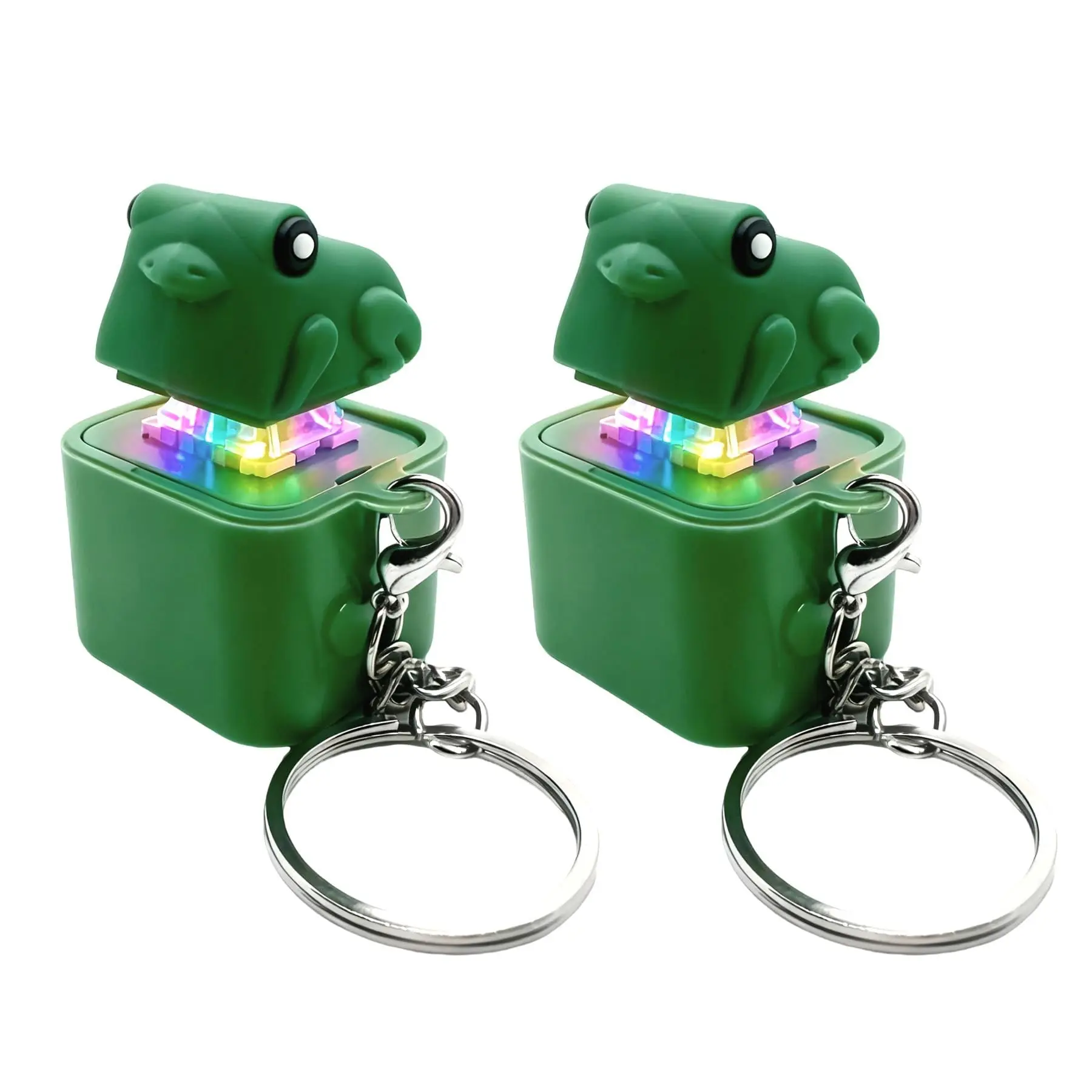 Frog Squeak Toy with Sound LED Light, Rechargeable Keyboard Clicker for Stress Relief, Fun Gift for Adults and Kids, Portable Noisy Keychain Toy