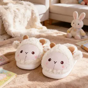 Snuggly Sheep Plush Slippers | Animal Design Home Footwear for Women | Cozy Indoor Gift