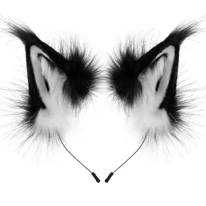 Adorable Cat Ears Halloween Costume Accessory – Realistic Furry Fox Ears Headband for Role Play