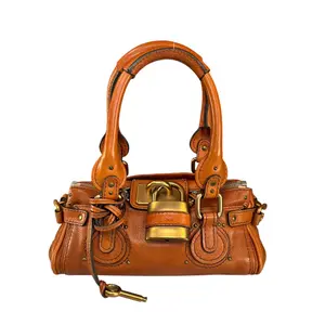 Pre-owned Chloé LEATHER Shoulder Bags Chloe Mini Brown GHW Paddington Lock Shoulder Purse