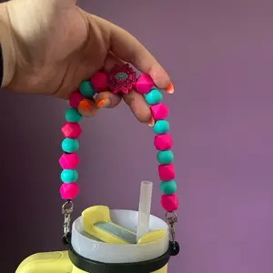 Silicone Beaded Tumbler Strap - Colorful Beads for Easy Grip and Style