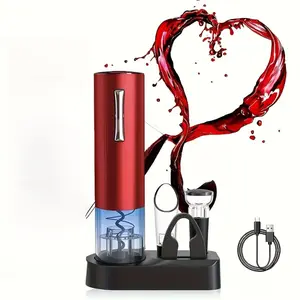 Electric Wine Opener Set, Corkscrew Remover With USB Charging, Wine Bottle Opener with Wine Pourer, Foil Cutter & Vacuum Stopper, Automatic Wine Opener For Wine Lovers