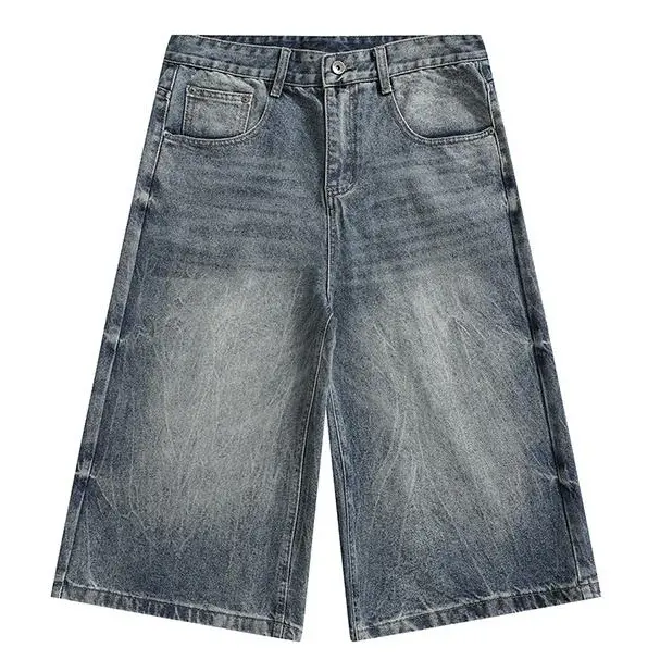 Men's Ripped Denim Shorts - Straight Cut Menswear with a Comfortable Slimming Fit, Knee Length for Summer Fashion, Streetwear, Stylish, Capris, Poly-Cotton, Casual, 2Xl, Capri Pants, Below The Knee, Cold Wash