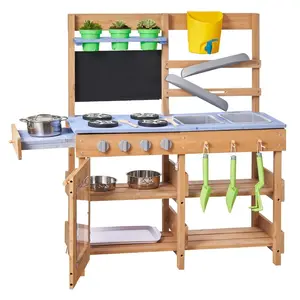 VEVOR Mud Kitchen, Outdoor Mud Kitchen for Kids, Wood Outdoor Play Kitchens with Stoves, Hooks, Sinks, Planting Shovels, Spatulas, Handle, Cookware Pots and Accessories, Play with Water and SandVEVOR Super Brand Day