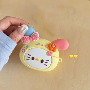 1 cute cat rabbit ear shaped headphone protective case, durable silicone headphone case with anti drop function, Apple wireless Bluetooth headphone case, suitable for AirPods 1/2/3/4/pro/pro2/pro3
