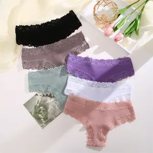 6pcs Set of Cotton Brazilian Pants, Lace And Lace Cotton Underwear, Comfortable, Elegant, Fashionable, Soft And Skin Friendly Underwear, Suitable for Daily Commuting, Women'S Underwear And Underwear