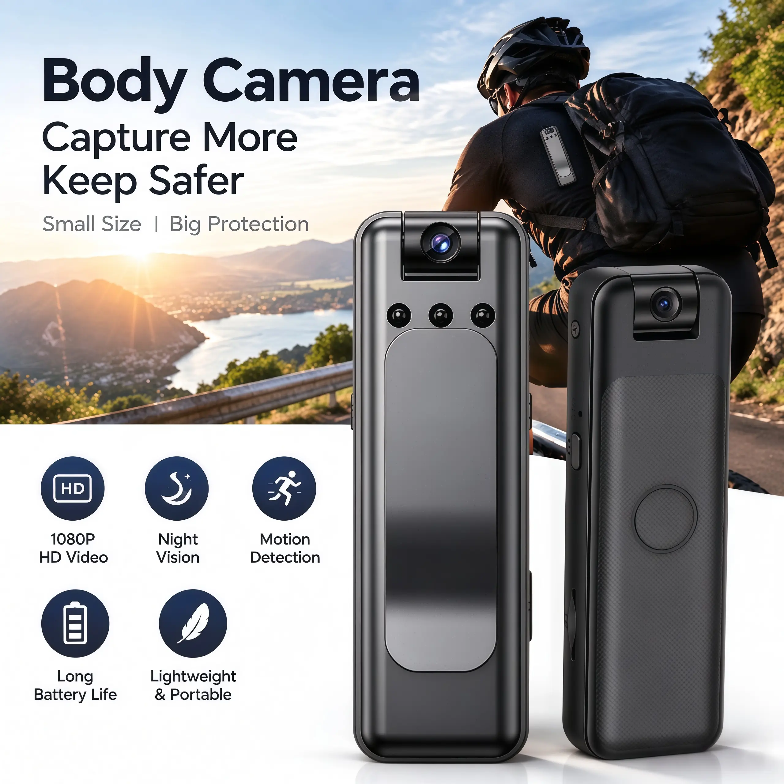1080P Clip-On Wearable Body Camera, 2.4G WiFi, 180° Rotatable Lens, Infrared Night Vision, Motion Activation, Loop Recording, Auto File Save & Power Failure Protection, Audio Recording, Support Micro SD Card & Cloud Storage, Lightweight Portable Body Reco