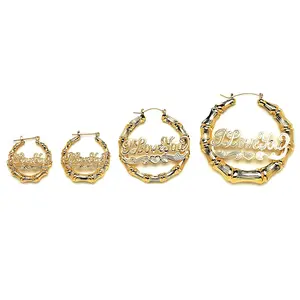 JOY JEWELRY - Gold Round I Love You Bamboo Earrings