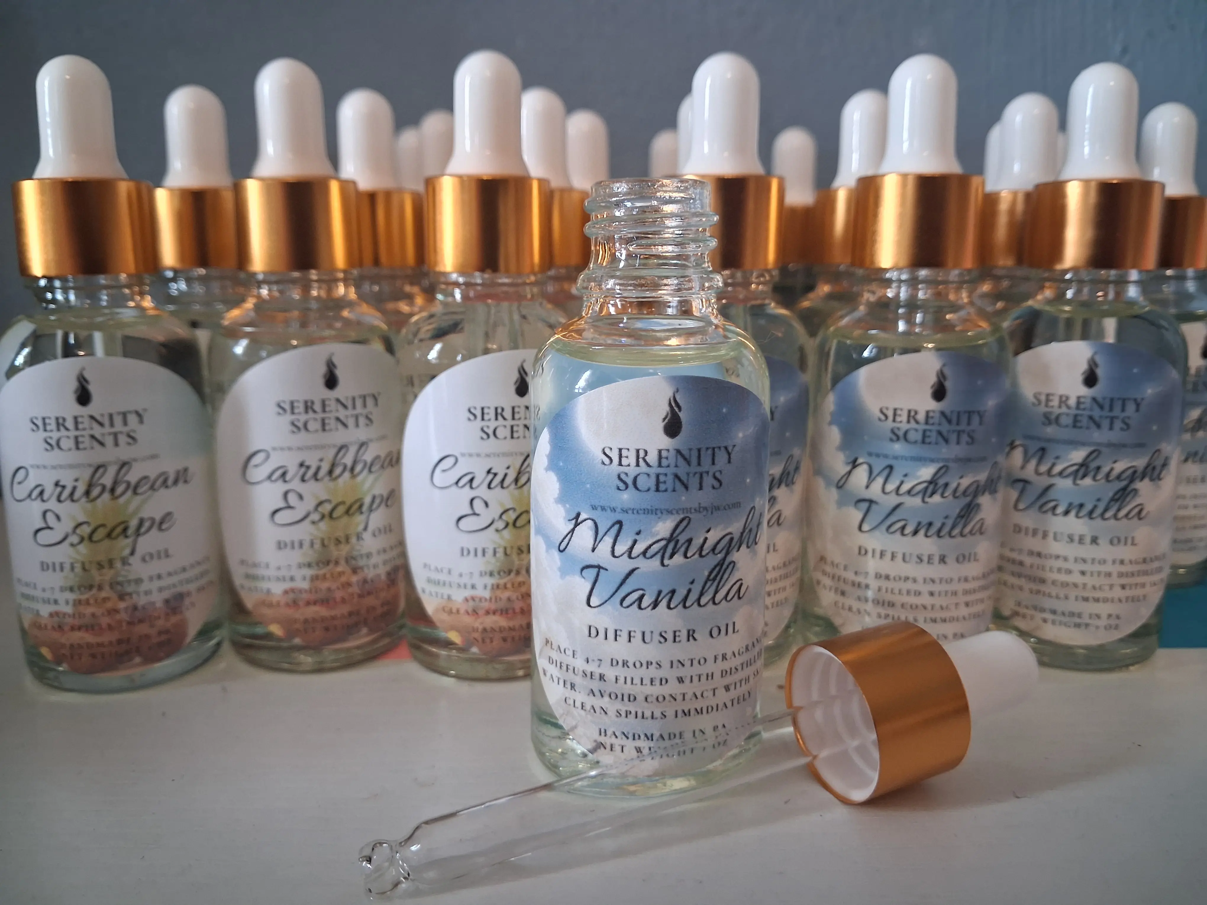 Scented Diffuser Oil, Glass Bottle with Dropper, for Home Air Diffusers, Net Weight 1oz