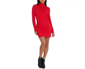 Sanctuary Women's Showstopper Ribbed Dress (Ruby, Medium) Casual Fit