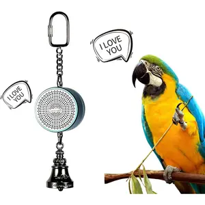Colorday Bird Toys Parrot Talking Coach & Interactive Voice Bell for Parakeet, African Grey, Amazon Parrots, Quaker, Cockatiel, Conure (Blue)