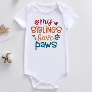 My Siblings Have Paws Baby Clothes Gender Neutral Funny Baby Onesie 100% Cotton Soft & Ventilated for Comfort