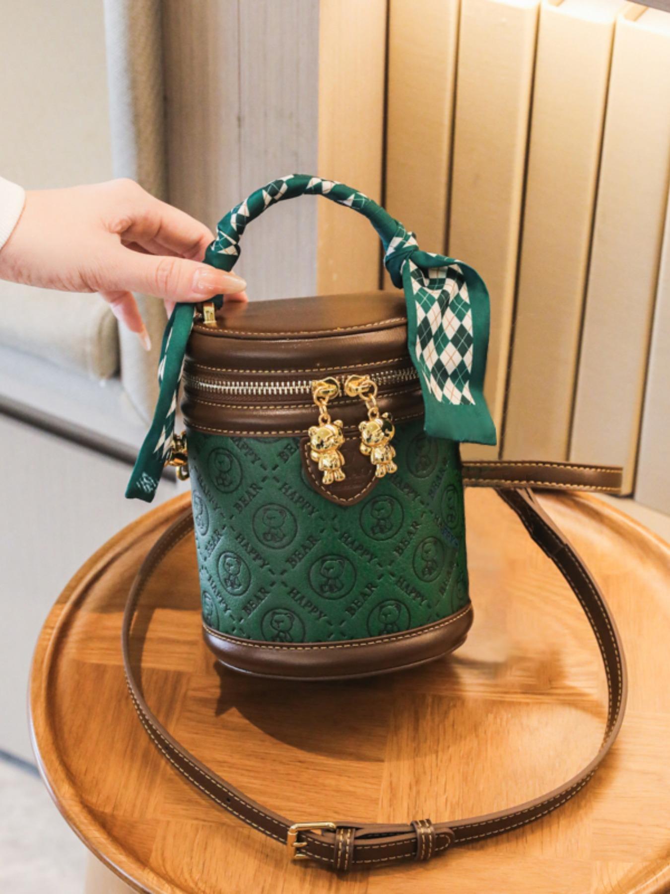 Fashion Colorblock Bucket Bag, Casual Pu Leather Zipper Crossbody Bag for Women, Casual Trendy Versatile High-quality Daily Commuting Bag, Girl Fashionable Shopping Bag, Fashionable Patterned Bag