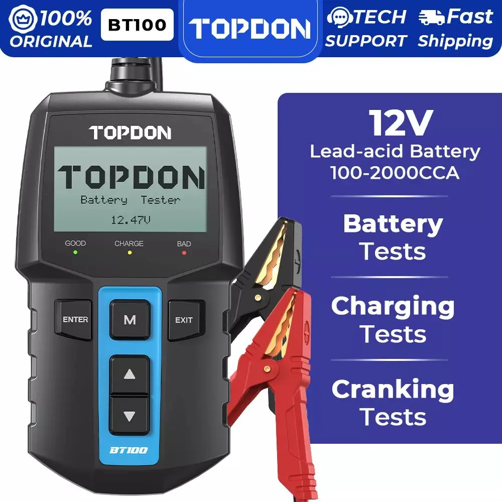 [SummerFinds]2026 TOPDON BT100 Car Battery Tester 24V 12V Load Tester Charging System Analyzer Automotive