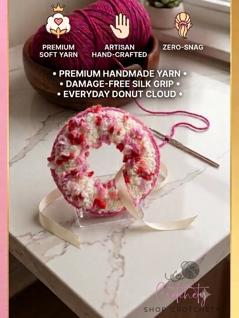 Strawberry Donut Hair Scrunchie, Fashion Hair Accessory for Daily Wear