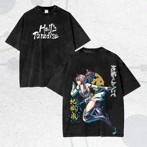 Hell's Paradise Anime Lover Washed T shirt Year round clothing personality Clothes Plus Size Unisex high quality hot product tee