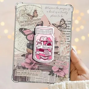 Book Therapy Bottle – Pink Literary Kindle Grip Book Lover Cute Kindle Accessories Phone Holder PopSocket Phone Grip Magnetic Pop Socket Phone Grip